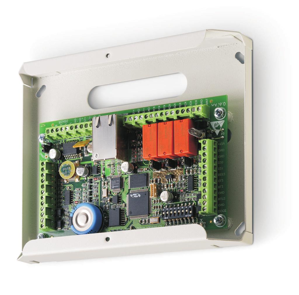 Řídící jednotky Ethernet RS485 2 dveře KSC/E Řídící kontrolér SingleCon pro přístupové systémy s oboustrannou kontrolou dveří a výstupními relé pro ovládání externích zařízení.