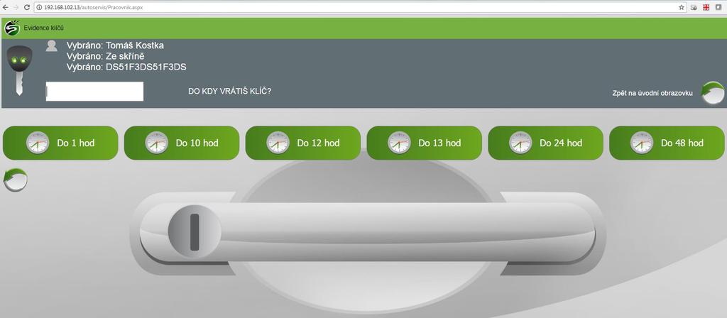 Dále zvolí dobu v hodinách do kdy vrátí klíč, který si půjčuje. www. softapp.cz hotline@softapp.cz tel.: +420 571615244 Pozn.