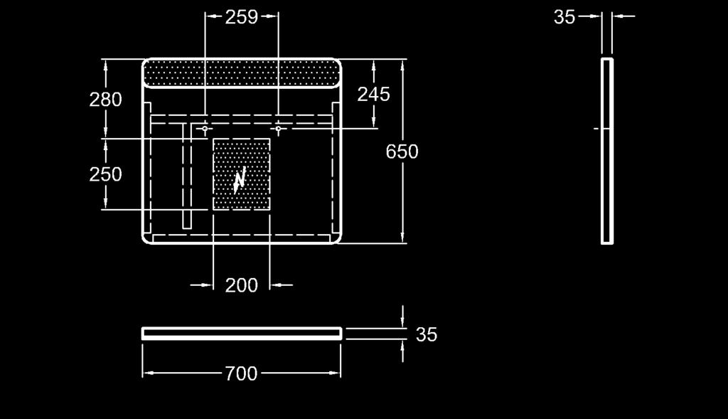IP44 88423000 Zrcadlo s LED osvětlením 90 x 65 x 3 cm rám z matného hliníku integrovaný světelný zdroj 17 W, 24 V, 4000 K, IP44