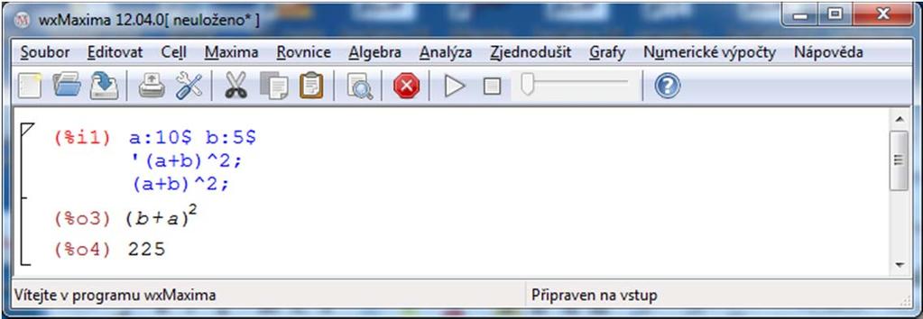 Znak % v dialogovém okně říká, že se bude dosazovat do naposledy zpracovávaného výrazu.