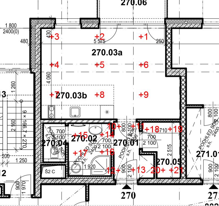 2,400 m z těchto projektovaných hodnot budeme vycházet při určování maximální geometrické odchylky světlých výšek. Byt číslo 270 (1+KK) Tento byt se nachází na budově D v druhém nadzemní podlaží.