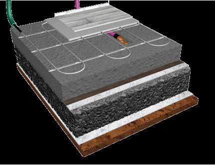 ŘEZ PODLAHOVOU KONSTRUKCÍ s tenkými topnými kabely TO-2U přívod topného kabelu podlahové čidlo uložené v husím krku betonová základová deska pěnosklo separační geotextilie POPIS SYSTÉMU tenké topné