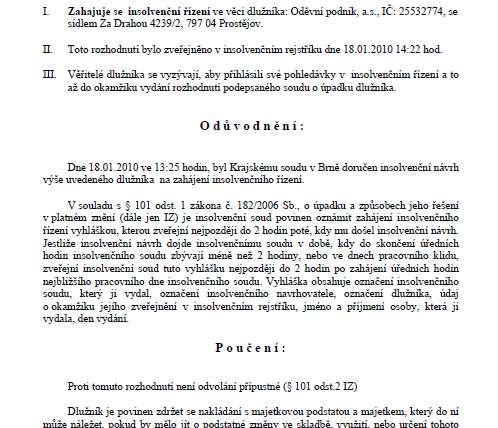 věřitelský výbor 25. 2. 2010 (OP Prostějov) 24.02.