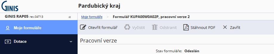 Poté vyčkejte, než dorazí e-mail potvrzující úspěšnou registraci (vzor): Následně vygenerujte žádost pro vytisknutí, tím způsobem, že v aplikaci otevřete odeslanou žádost a kliknete na tlačítko