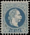 Josef 1867, světle modrá, hrubý 1860 tisk, červené DR KASSA 1 Mi 39 Ia, 15Kr F.