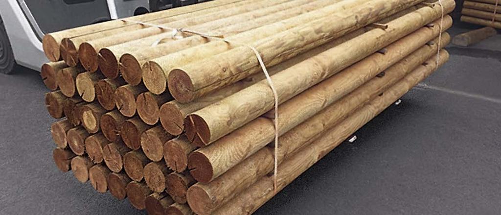 13 Skoková kulatina frézovaná palisáda (přesný válec) oba konce rovně zaříznuté vakuotlaková impregnace WOLMANIT CX-8 WB hnědý odstín