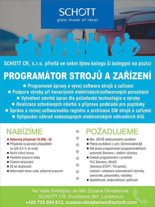 MZDOVÝ/Á ÚČETNÍ závod Moravská Třebová VAŠE KVALIFIKACE: SŠ vzdělání ekonomického nebo příbuzného zaměření znalost aktuální mzdové a daňové problematiky