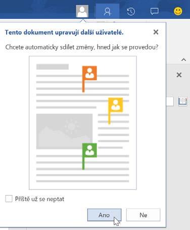 Kapitola 1 Microsoft Word Obrázek 1.20: Editace dokumentu více uživateli současně V dokumentu potom úpravy vidíte ve formě vlaječky se jménem uživatele, který úpravy provedl.