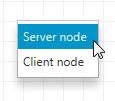 2 Vytvoření uzlu Vytvoření uzlu typu klient nebo server probíhá tažením myši odpovídajícího prvku z panelu Library na modelovací plátno, viz obr. C.1.