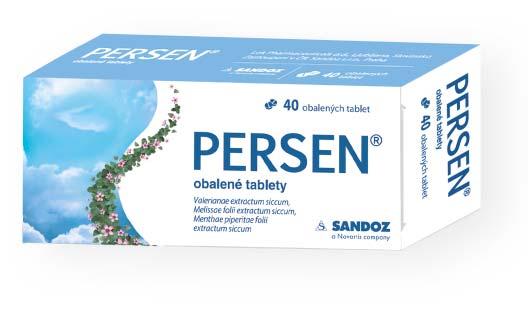 1 tvrdá tobolka PERSEN forte obsahuje Valerianae extractum siccum 87,5 mg, Melissae folii extractum siccum 
