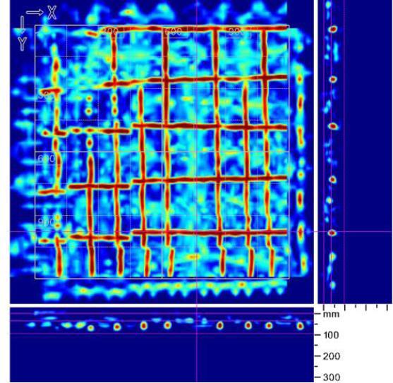 3: Měření v režimu Imagescan (vlevo), příklad výsledného skenu v režimu Imagescan (vpravo). 5.3 Výhody a nevýhody pouţití přístroje Hilti PS 1000 Problém nastává při vyhledávání na drsném povrchu.