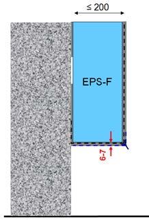 Pro okna osazena v líci fasády lze také snížit průběžný pruh na výšku pouze 200 mm (PKO 16-012 viz Obr. 5). V oblasti soklu lze snížit výšku pásu z MW na 200 mm (PKO 17-007 viz Obr. 6).