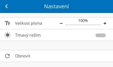 následující: a) V levém horním rohu tři rovnoběžné čárky odkazují do Nastavení (viz Obrázek 3).