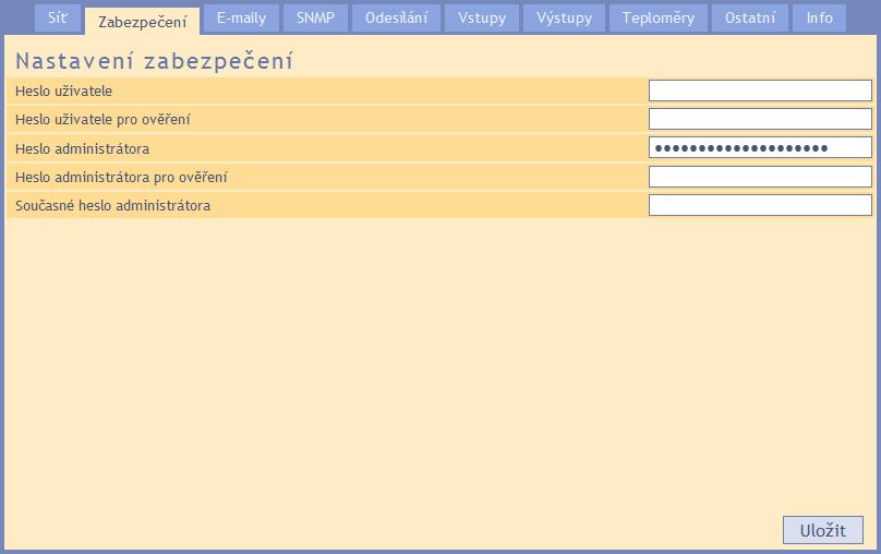 Quido ETH OC Z a b e z p e č e n í Nastavení zabezpečení přístupu na webové rozhraní a stránku určenou pro mobilní zařízení. obr.