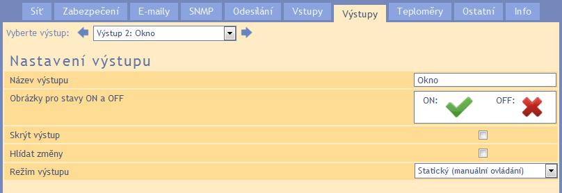 Quido ETH OC V ý s t u p y Kompletní nastavení přímo související s každým výstupem. Číslo výstupu se vybírá v horní části okna pomocí šipek nebo v rozbalovacím seznamu. Název výstupu obr.