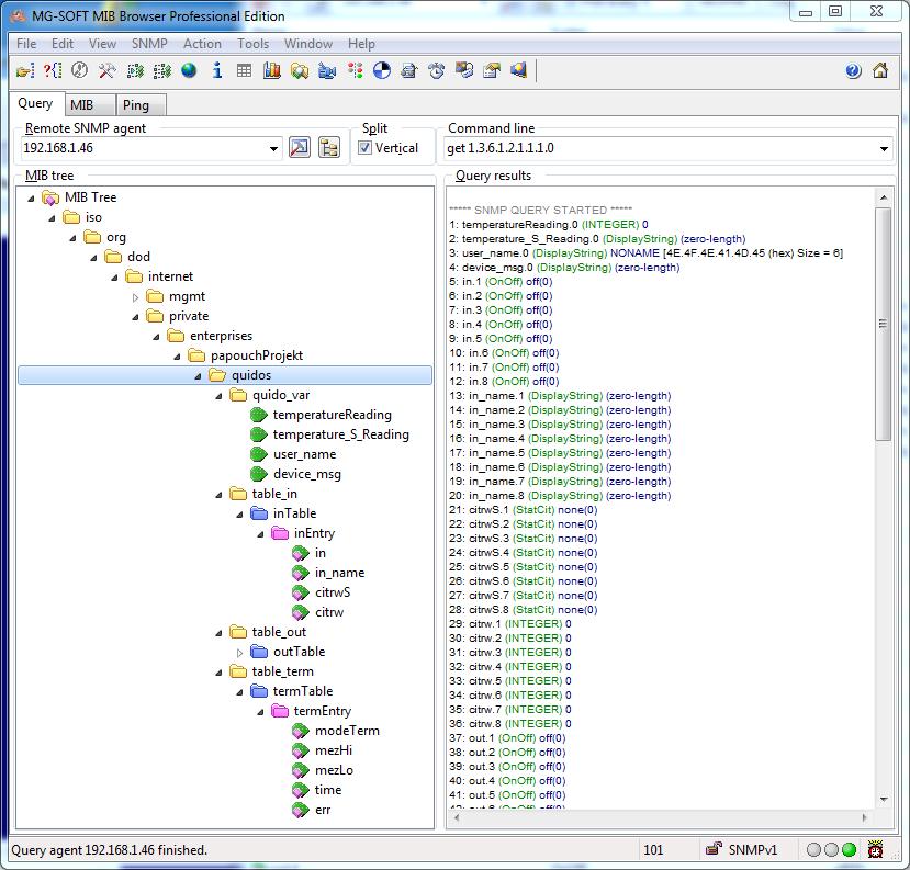 Quido ETH OC SNMP S e z n á m e n í Protokol SNMP (Simple Network Managment Protocol) je standardním protokolem určeným pro správu nejrůznějších koncových zařízeních, připojených na síť Ethernet.