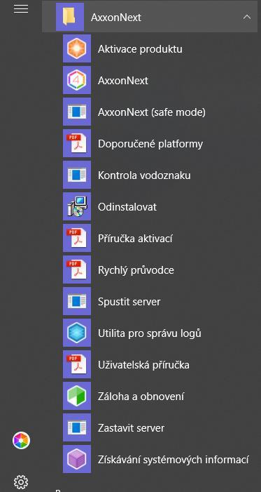 2. Spuštění Axxon Next Pro spuštění klienta softwaru Axxon Next přejděte na: Pro Windows 7: