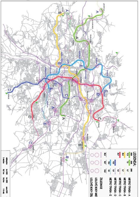 epravo.cz lifestyle Navrhované trasy metra a síť železnic v Praze v roce 2050.