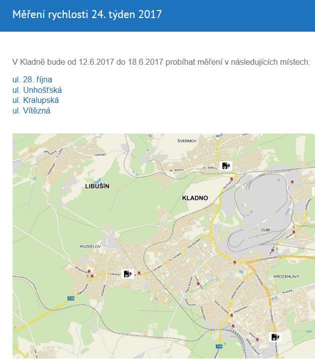Informace o měření rychlosti Na stránce Měření rychlosti jsou občané