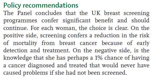 Vá&ení p"ínos% a rizik screeningového programu P!ínosy!! sní'ení úmrtnosti na rakovinu prsu!