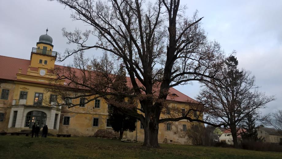 Do délky založená stavba byla opatřena ve svém středu vstupní bránou, byly upraveny klasicistní fasády, přistavěn nový štít zahradního průčelí a novobarokní portikus doplněný balkonem.