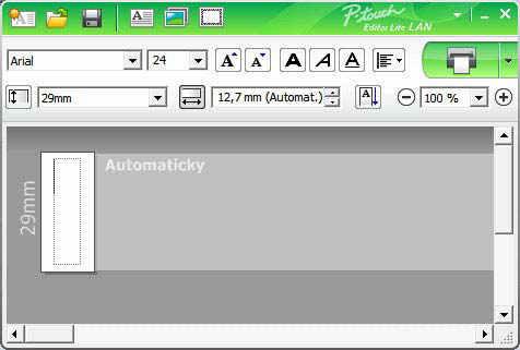 Jak používat aplikaci P-touch Editor Lite (pouze systém Windows ) 3 3 Zobrazení štítku Zobrazení Funkce Toto zobrazení štítku se objeví po spuštění programu.
