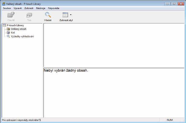 Jak používat programy P-touch Transfer Manager a P-touch Library (pouze pro systém Windows ) P-touch Library 9 Tento program umožňuje spravovat a tisknout šablony aplikace P-touch Editor.