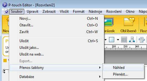 Přenos šablon pomocí programu P-touch Transfer Express (pouze systém Windows ) P enos šablony do programu P-touch Transfer Manager a b 10 V programu P-touch Editor otevřete požadovanou šablonu.