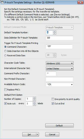 Tisk štítků pomocí funkce P-touch Template P íprava 5 Před připojením skeneru čárového kódu k tiskárně upřesněte nastavení skeneru čárového kódu pomocí Nastavení P-touch Template (uvnitř Nástroje pro