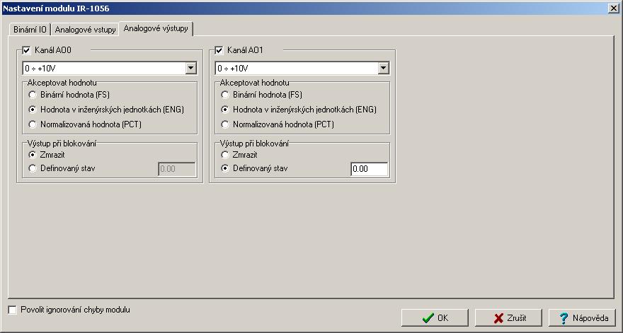 Programovatelné automaty TECOMAT FOXTROT Předávaná hodnota v proměnné FS je proměnná typu int. Minimální hodnotě výstupní unipolární veličiny odpovídá hodnota 0, maximální hodnotě pak 31500.