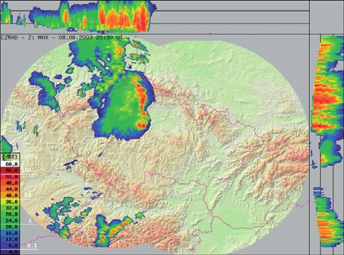 bottom figure show true measured radar image for time of prediction.
