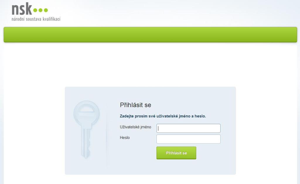 Obrázek 3 - Stránka pro přihlášení do interního webu IS Úvodní osobní stránka uživatele IS NSK Po zadání přihlašovacích údajů na stránky interního webu IS NSK se uživatel dostane na úvodní osobní