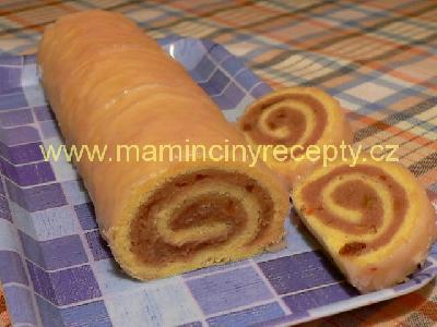 Punčová roláda Ingredience 4 vejce, 70 g cukru krupice, 1 vanilkový cukr, 50 g polohrubé mouky Náplň: 150 g pomletých piškotů, 1 dcl rumu, 30 g rozinek, 30 g mletých ořechů, 50 g moučkového cukru, 40