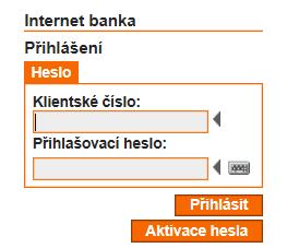 Následuje přihlášení, ke kterému potřebujete dokument Potvrzení o uzavření smlouvy 3. Zadejte klientské číslo 1. 4. Klikněte na tlačítko Aktivace hesla 2.