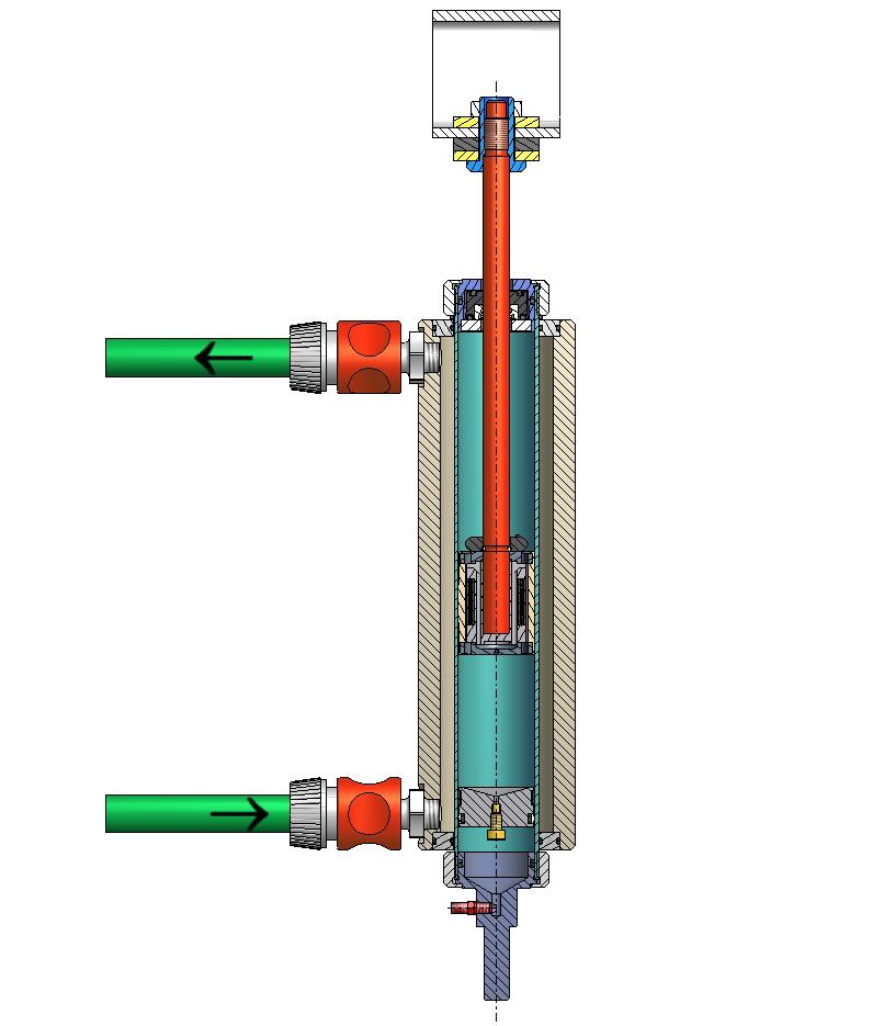 Metodický přístup k řešení o ventilek pro tlakování systému dusíkem o zkrácení hydraulického válce z důvodu menší zástavby nová konstrukce ucpávky se stávajícím těsnění zaslepení obtokových kanálků