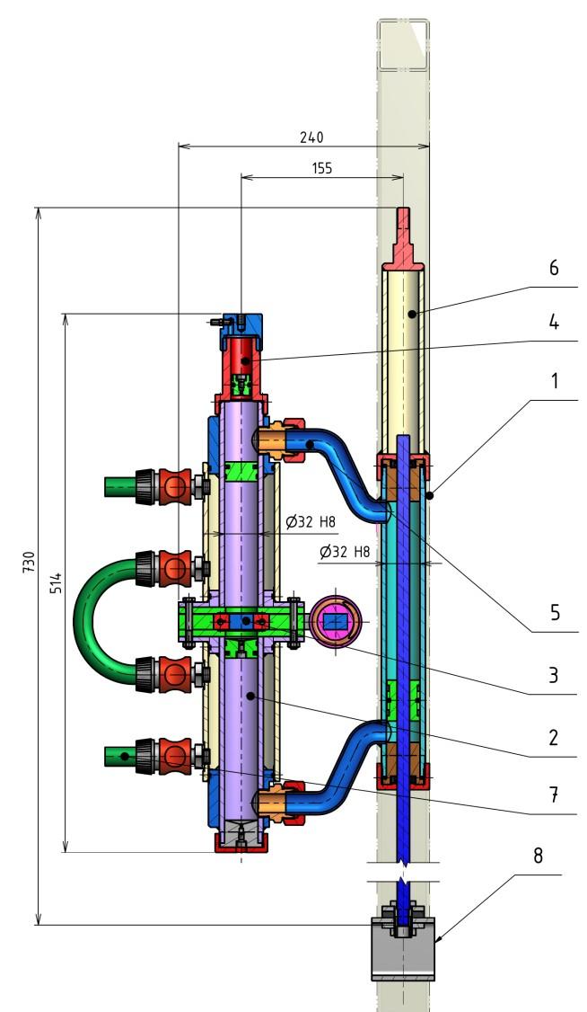 VARIANTY KONSTRUKČNÍCH ŘEŠENÍ Nevýhody - Velké rozměry reometru - Hydraulické ztráty v propojení válců - Velké množství vyráběných dílů Koncepce 2B Podstatou této koncepce je jiná střední část