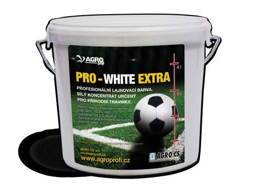 Barvy pro lajnování PRO-WHITE, PRO-WHITE EXTRA profesionální lajnovací barvy BÍLÝ KONCENTRÁT URČENÝ PRO PŘÍRODNÍ TRÁVNÍKY.
