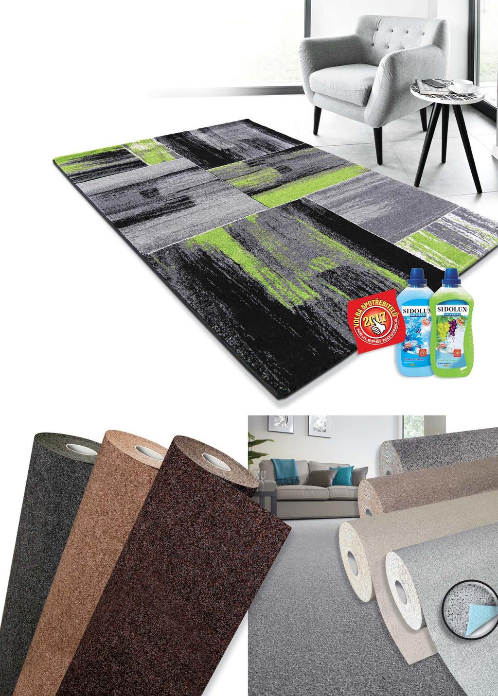 ZÁŘÍ 2017 ČERVENEC 2017 PESTRÁ KOLEKCE KUSOVÝCH KOBERCŮ PORTLAND materiál 100% PP frisé, v různých barvách a