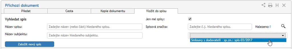 Pokud zvolíte Potvrdit převzetí, po stisku tlačítka se vám zpřístupní další funkce pro ovládání dokumentu. Tímto okamžikem jste převzali odpovědnost za dokument a můžete jej začít vyřizovat.