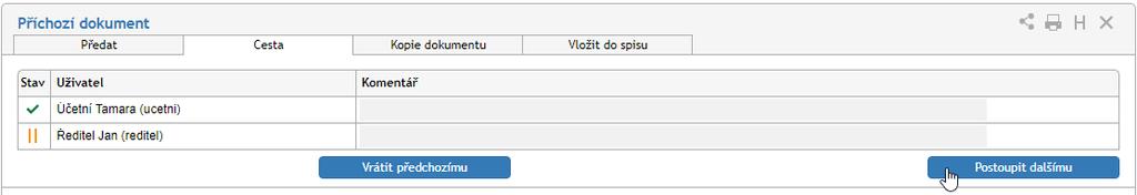 Tlačítkem Založit nový spis je automaticky vytvořen nový spis a dokument do něj rovnou zařazen. 3.