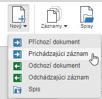 4.4.1 Vytvoření odchozí slovenské datové zprávy Odchozí zprávu do slovenského systému datových schránek vytvoříte obdobně jako jiné odchozí dokumenty výběrem odpovídající šablony.