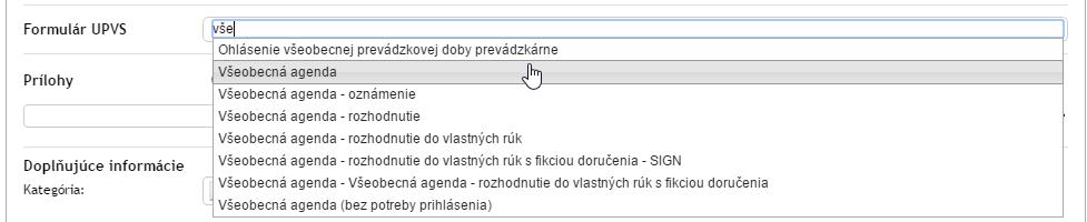 Oproti běžným odchozím dokumentům obsahuje formulář pro slovenské datové zprávy navíc několik položek potřebných pro korektní vytvoření datové zprávy.