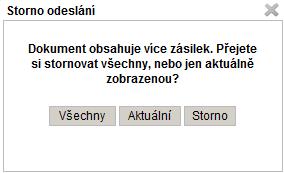 obr. 91. Dialogové okno Storno odeslání 4.5.9. Zápis výsledku doručení U některých dokumentů známe výsledek doručení je to např. dokument s dodejkou nebo dokumenty, které se vrátí zpět nedoručené.