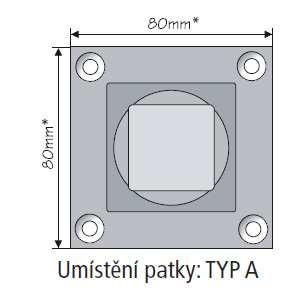 710-735 s regulací, plotnička i noha eloxovaný hliník 60x60 x 710-735 705 Kč H2050003o Stolová noha 60x60 patka typ A, v.