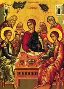 24 ikona oznamy 25 Starozákonná Svätá Trojica Liturgický kalendár východnej cirkvi byzantskej tradície nemá samostatný sviatok Svätej Trojice, toto trojičné tajomstvo Boha si pripomína v deň