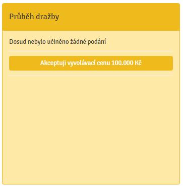 ZAHÁJENÍ DRAŽBY: Elektronická dražba je v daný čas zahájena automaticky a začne odpočítávání času: Do konce dražby zbývá. Každý příhoz je rozdělen do dvou kroků, příhoz a potvrzení příhozu.