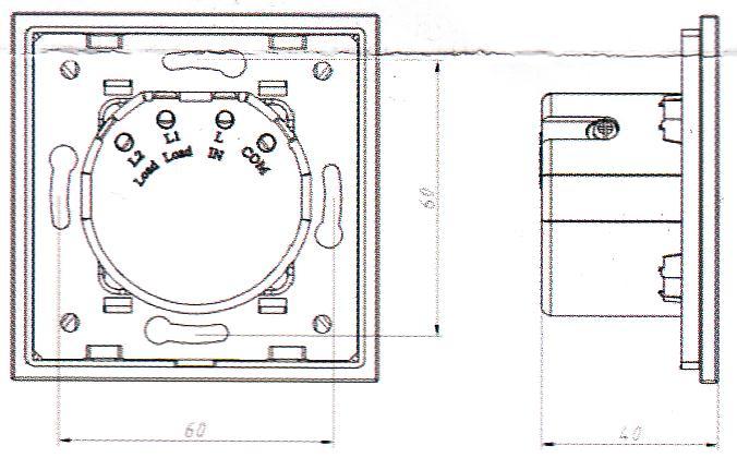 PARAMETRE Rozmery 80x80x40 mm Napájanie 110-250VAC Spínanie max. 5A / 1000W Stmievanie max.