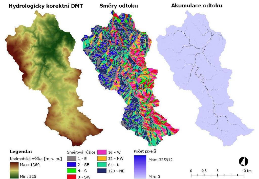 ČÁST A: TEORETICKÉ POZNATKY A METODICKÉ POSTUPY vždy existuje sousední pixel, který má nižší nebo stejnou hodnotu nadmořské výšky.