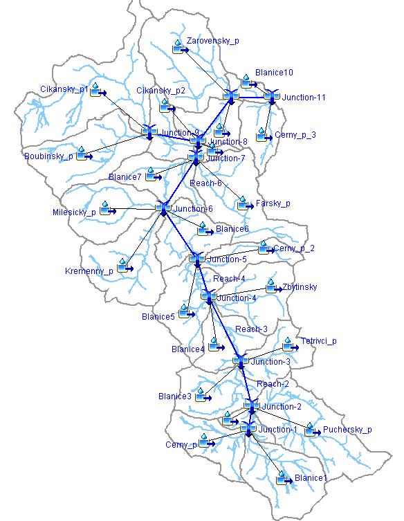 ČÁST B: PŘÍPADOVÉ STUDIE byly určeny analýzou hydrogramu a na základě dostupné literatury (Feldman, 2000).