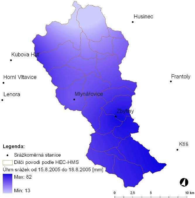 ČÁST B: PŘÍPADOVÉ STUDIE nastaven na 30 minut. Evapotranspirace nebyla uvažována, což lze označit vzhledem k modelování krátkých povodňových událostí jako přijatelné zjednodušení. 1.3 VÝSLEDKY 1.3.1 KALIBRACE A VERIFIKACE Sestavený model byl kalibrován na první vlně povodňové události ze srpna 2005 (15.